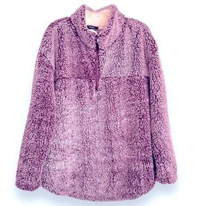NWT 42POPS Size XL Dark Plum 1/4 Zip w/Pockets Sherpa Pull Over